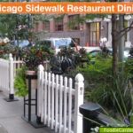 Foodie Gardener spied an intimate dining spot in a busy downtown Chicago street. Add picket fence and flowers and sit down and dine!
