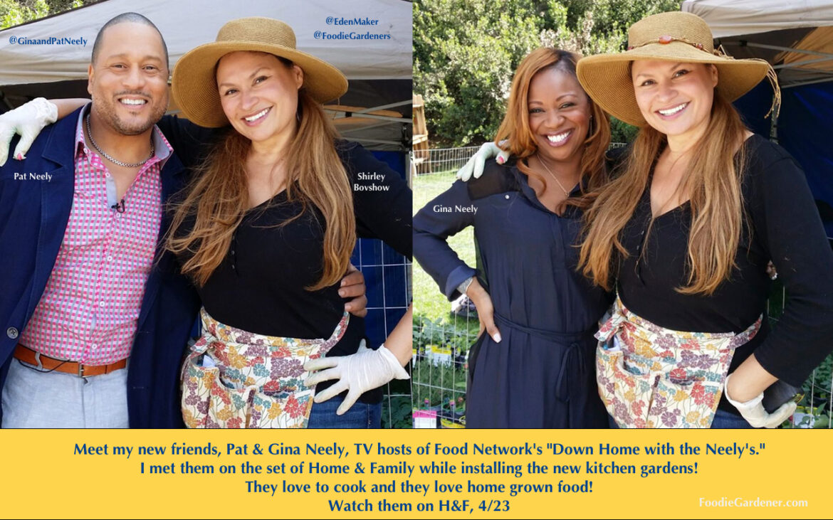 foodie gardener shirley bovshow with pat gina neely host food network down home with the neelys at home and family set