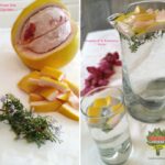 fresh from the foodie garden grapefruit rosemary water foodiegardener.com